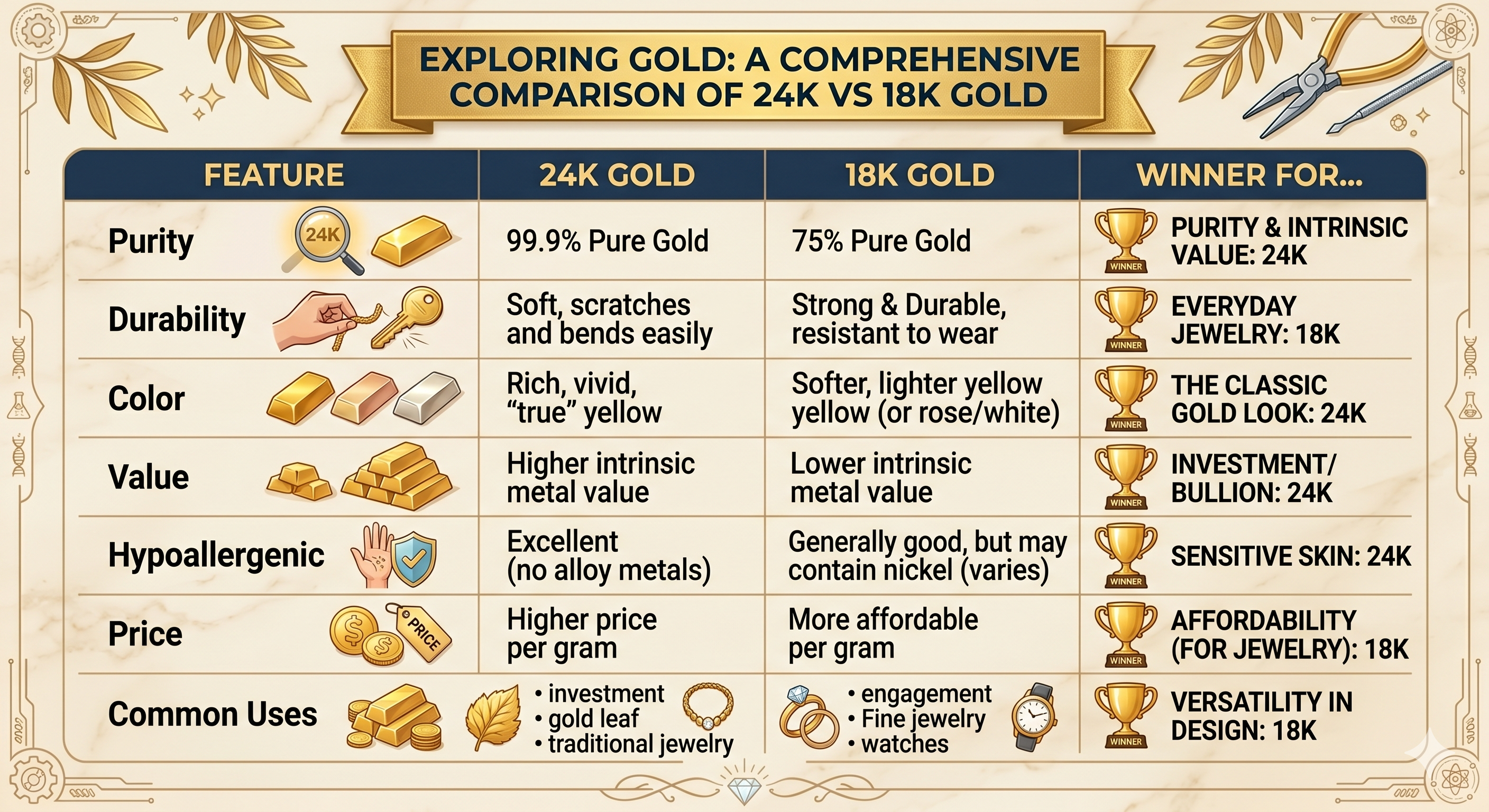 24K V 18K Gold